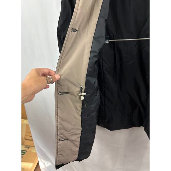 CS Signature Windbreaker Coat Lined Hooded Jacket Black Tan Ladies MEDIUM - Picture 11 of 14